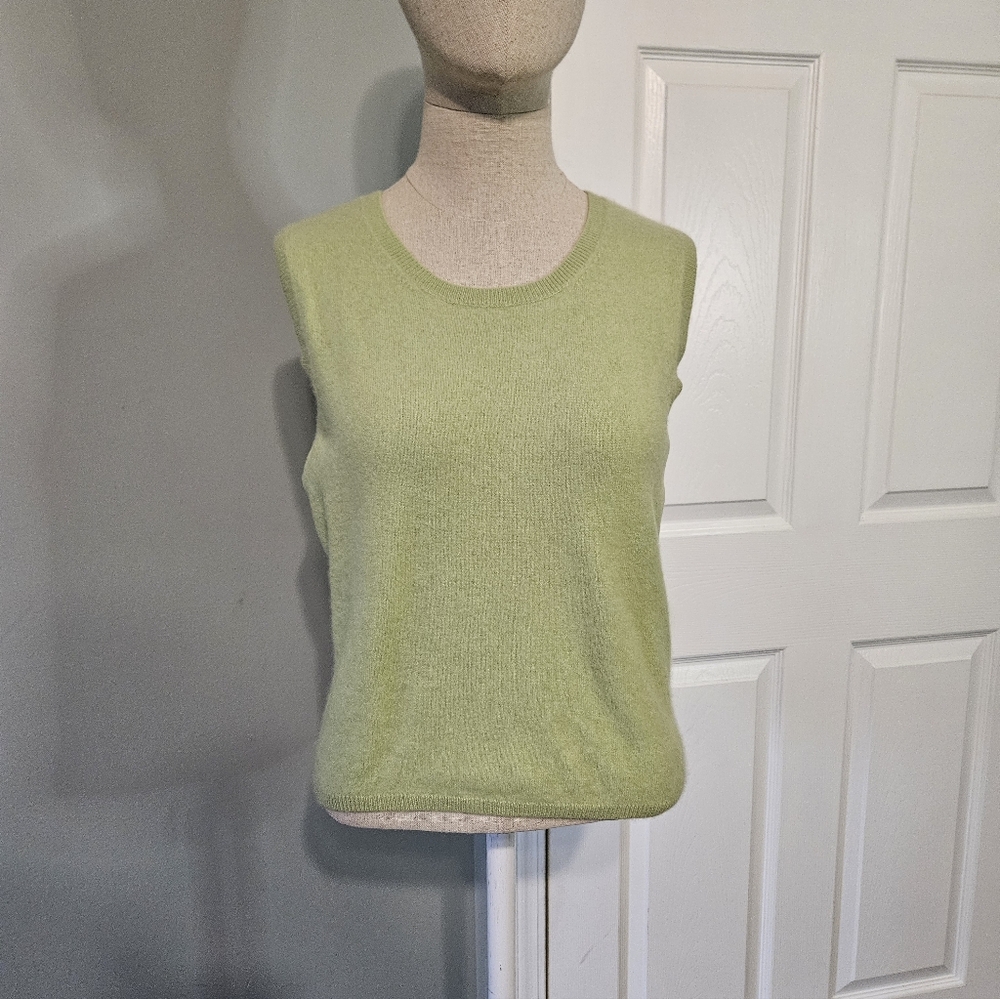 Green Crew Neck Cashmere Cropped Sweater